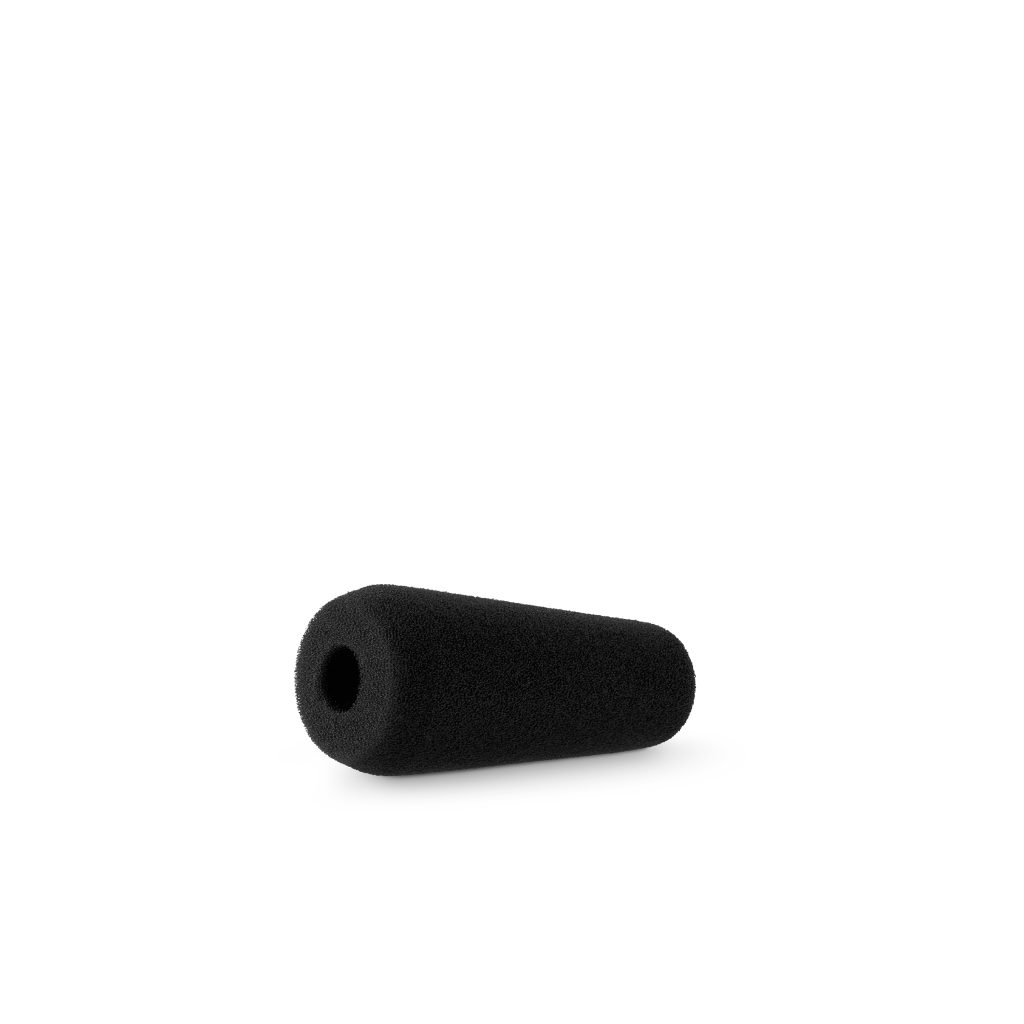 10cm shotgun microphone foam windshield showing tapered design for 19-22mm diameter microphones