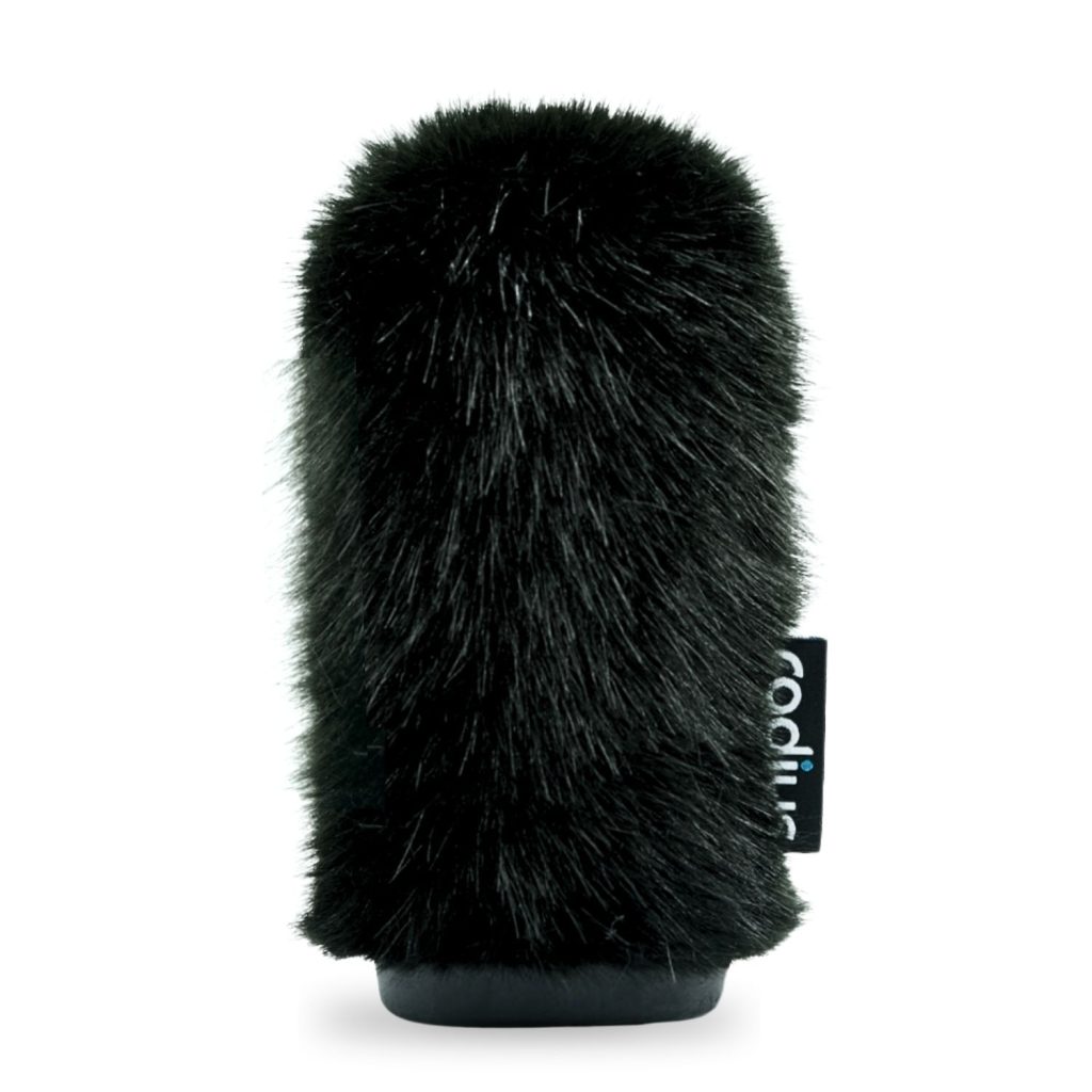 15cm black synthetic fur shotgun microphone windshield with rubber end cap showing pepper pot design