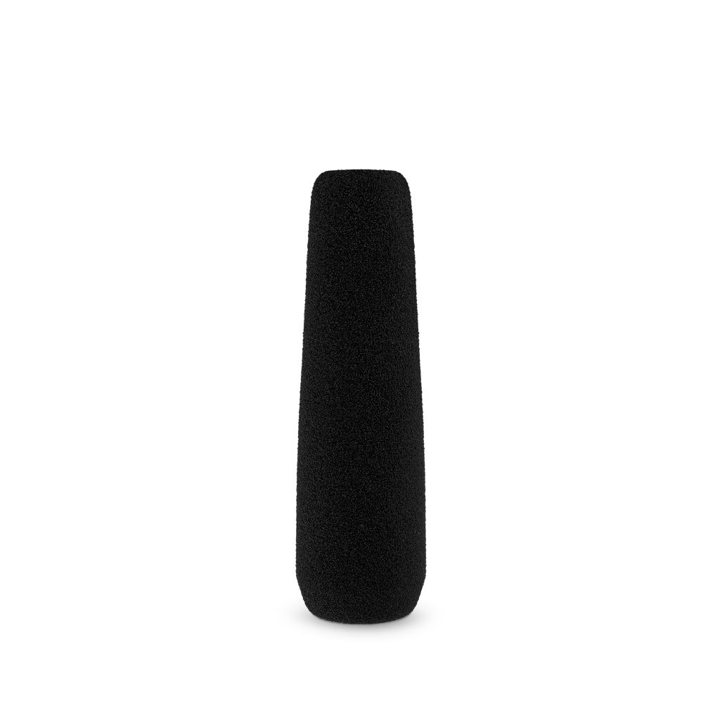 Professional foam windshield showing tapered design for shotgun microphone protection