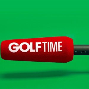 GOLF TIME branded camera shotgun windshield with red foam cover and white logo print