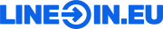 Blue Line-in.eu logo with text and arrow
