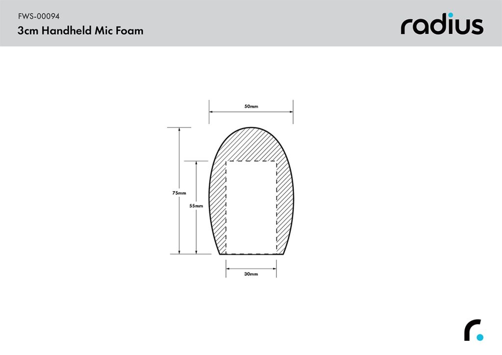 Technical diagram showing windshield dimensions and microphone fit