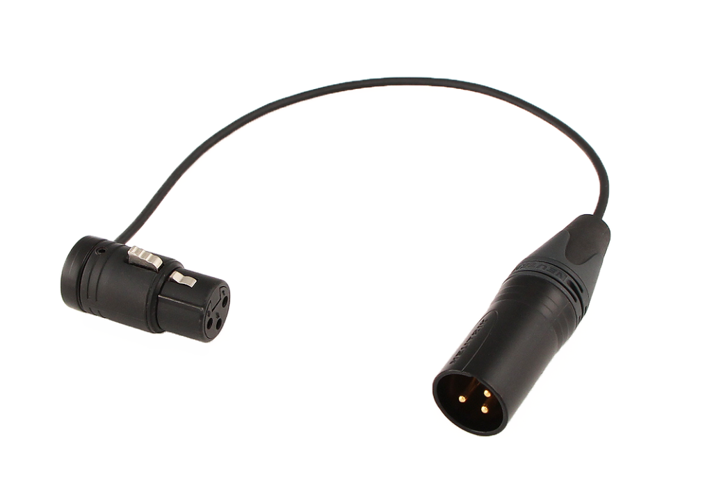 RAD low profile XLR cable with Neutrik connectors on white background