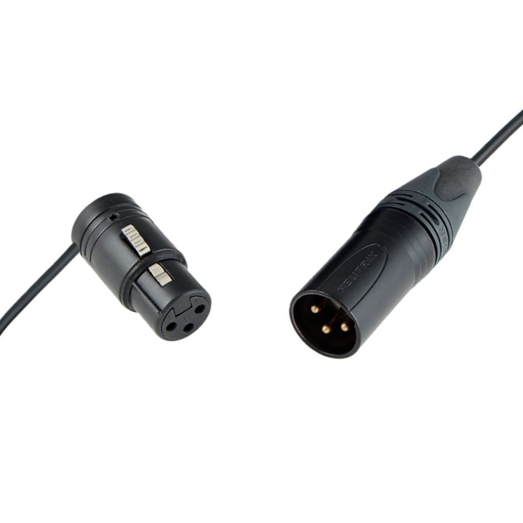 RAD low profile 3-pin XLR cable showing compact connector design and 400mm length