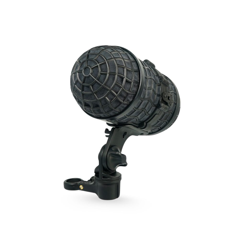 Compact windshield system showing magnetic pod assembly and shock mount components
