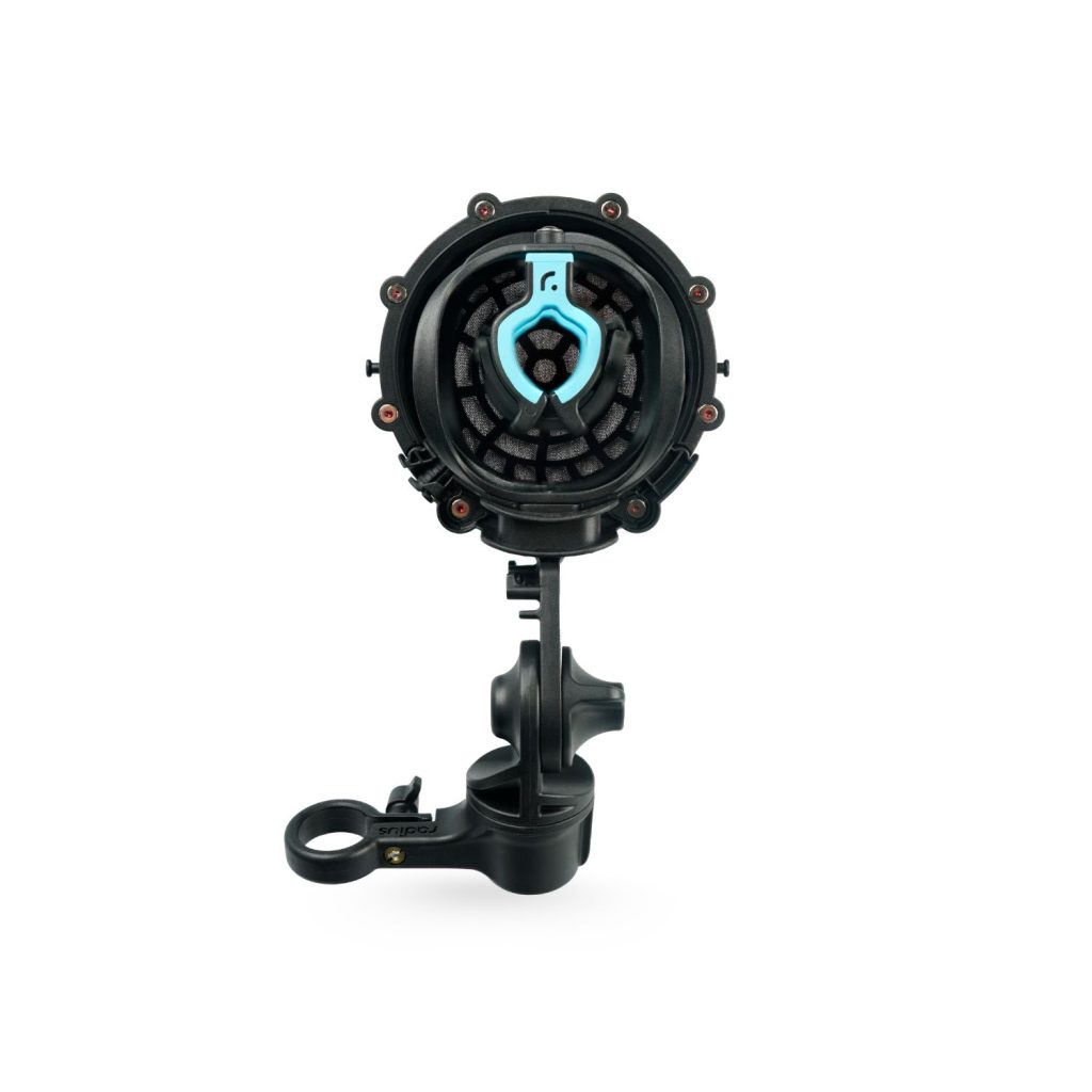RAD-2 shock mount with suspension hoops and windshield attachment mechanism