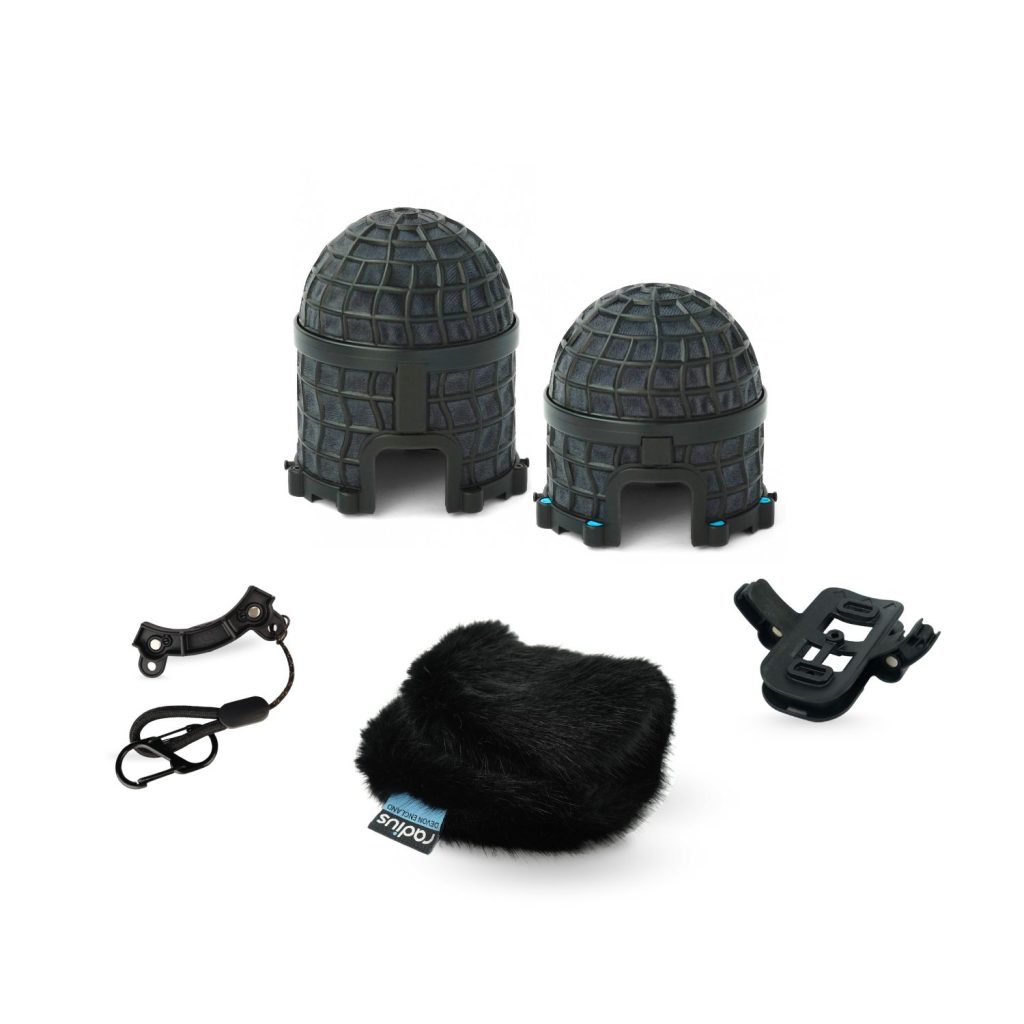 Mini-ALTO 115 windshield add-on kit with black fur windcover and magnetic components