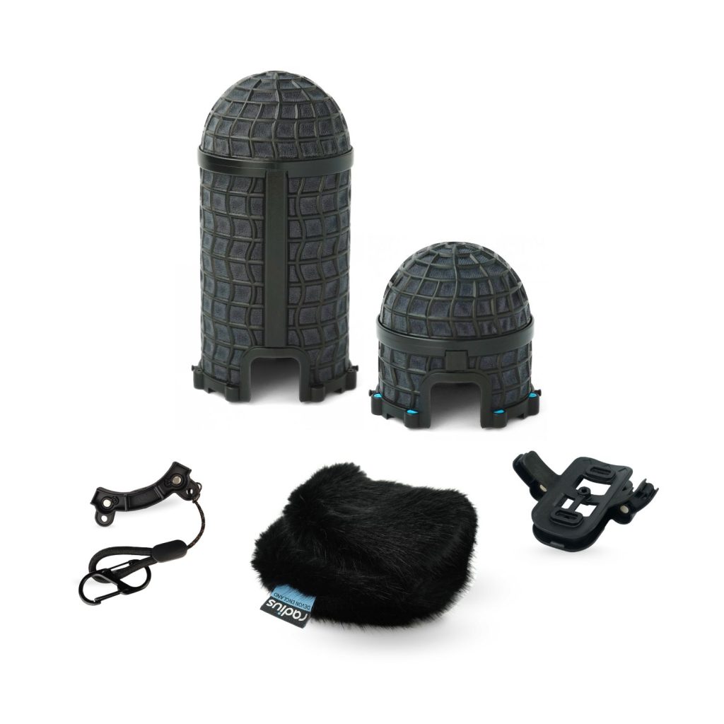 Mini-ALTO 180 windshield kit with magnetic pods and black fur cover on white background