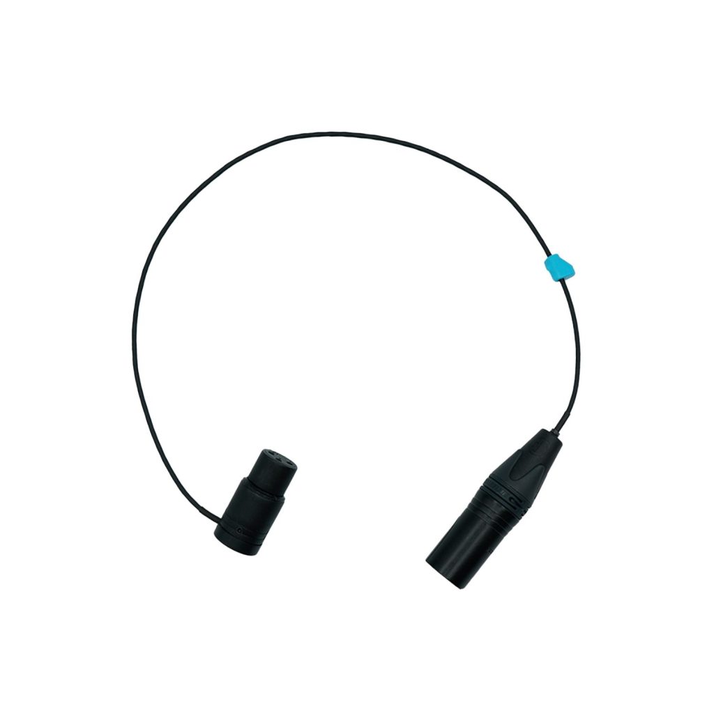 Mini-ALTO thin XLR jumper cable with 3-pin connectors showing 400mm extended length