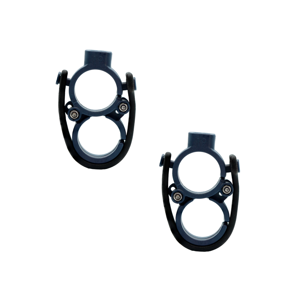Technical diagram of MS19 double mic clips showing mounting configuration