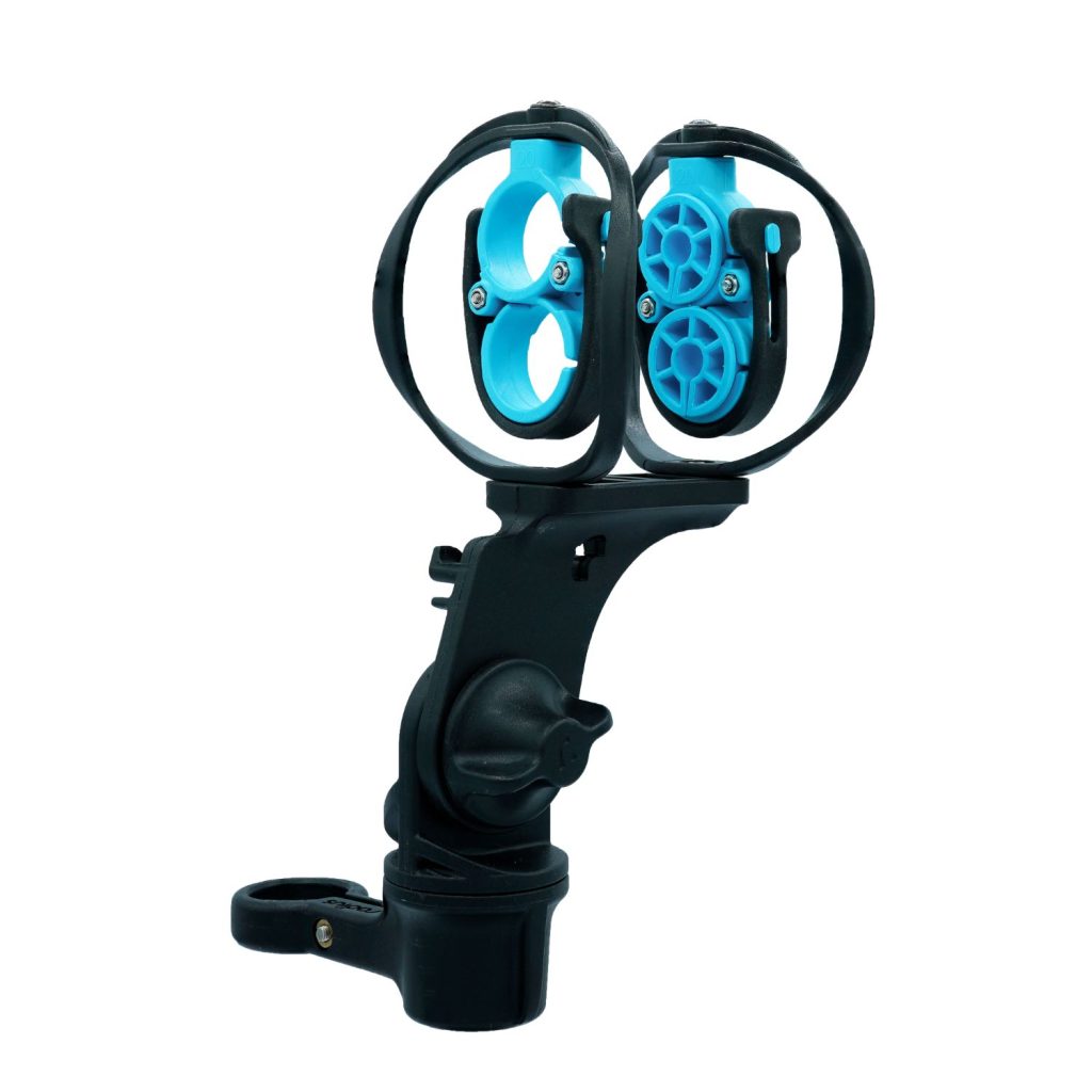 MS20 double mic clips showing complete pair with safety straps and alignment features