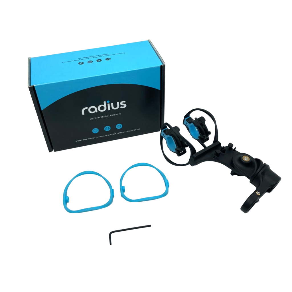 Complete RAD-1 shock mount package contents including mount, suspension hoops, and accessories