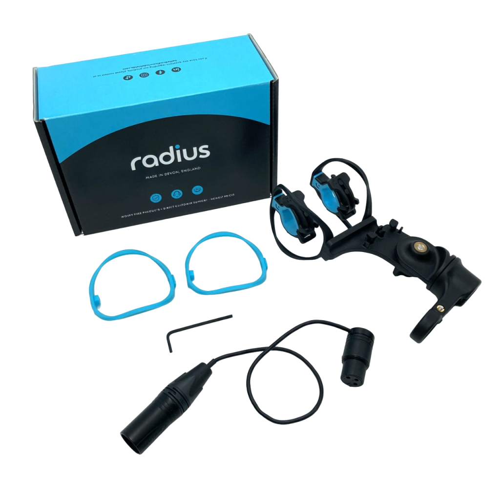 Complete RAD-1 kit contents including shock mount, XLR cable, and dual firmness hoops