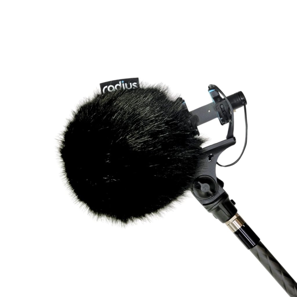 Black synthetic fur windcover for Rycote BBG windshield system