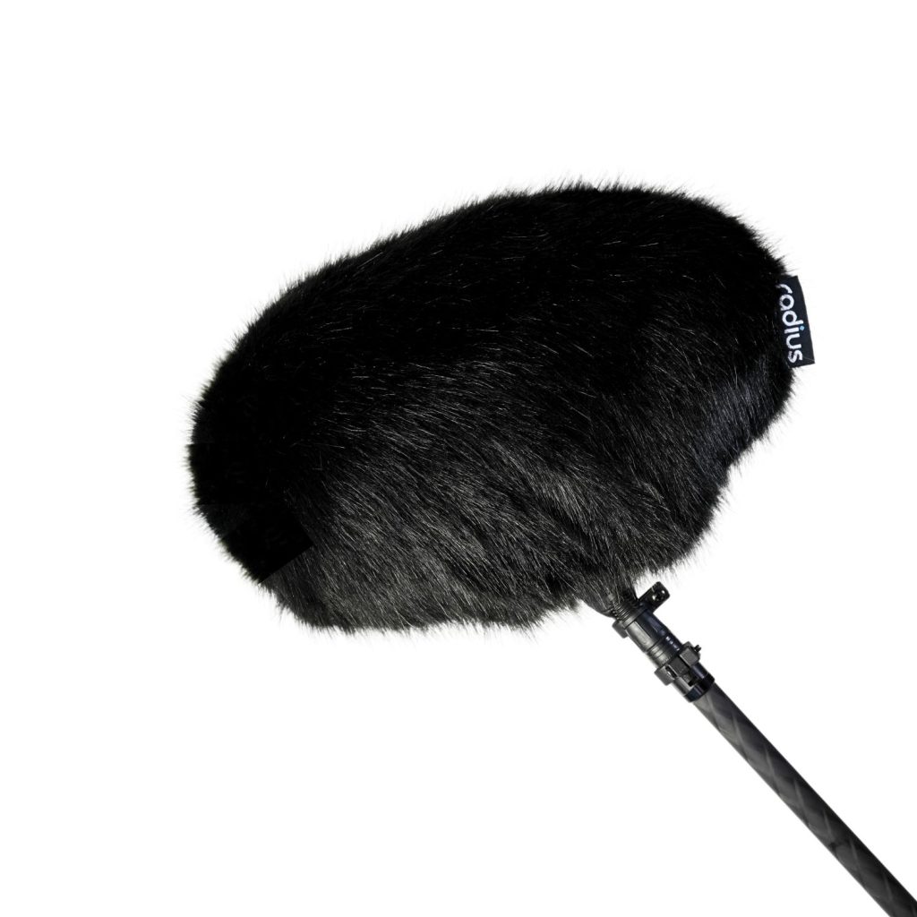 Black synthetic fur windcover with drawstring fitting for Rycote Cyclone Small windshield