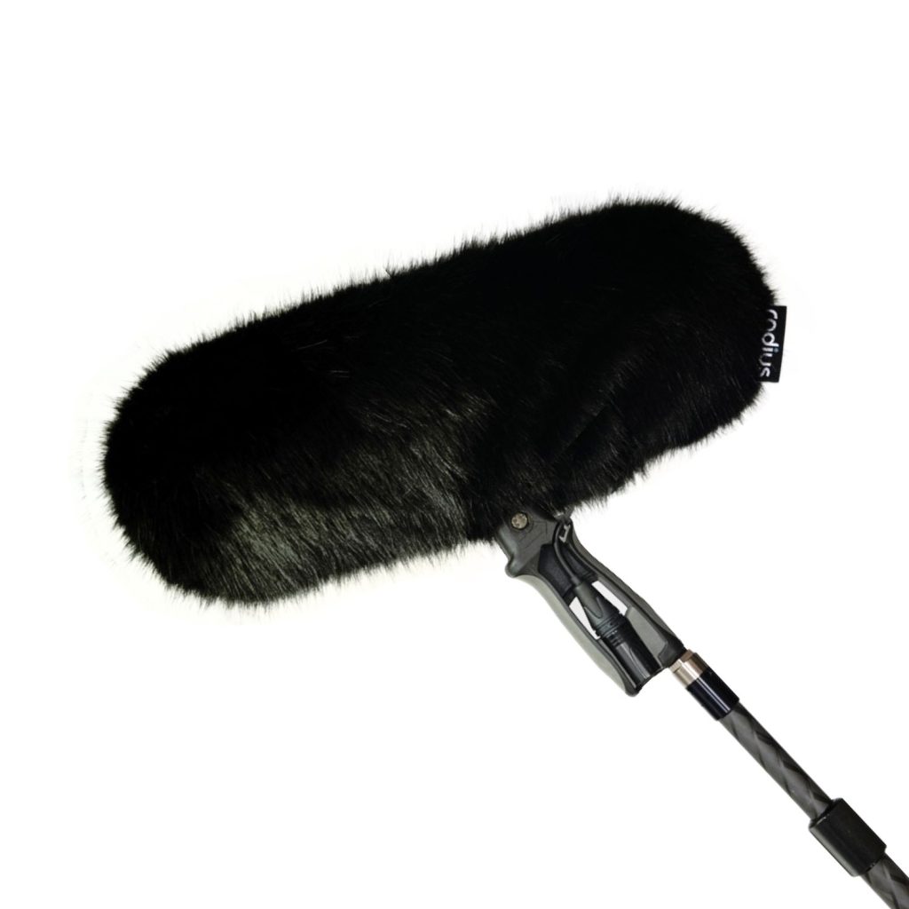 Black synthetic fur windcover for Rycote WS3 Perfect 416 windshield system