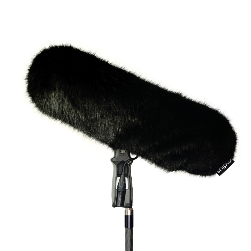 Close-up view of multi-pile synthetic acoustic fur windcover construction