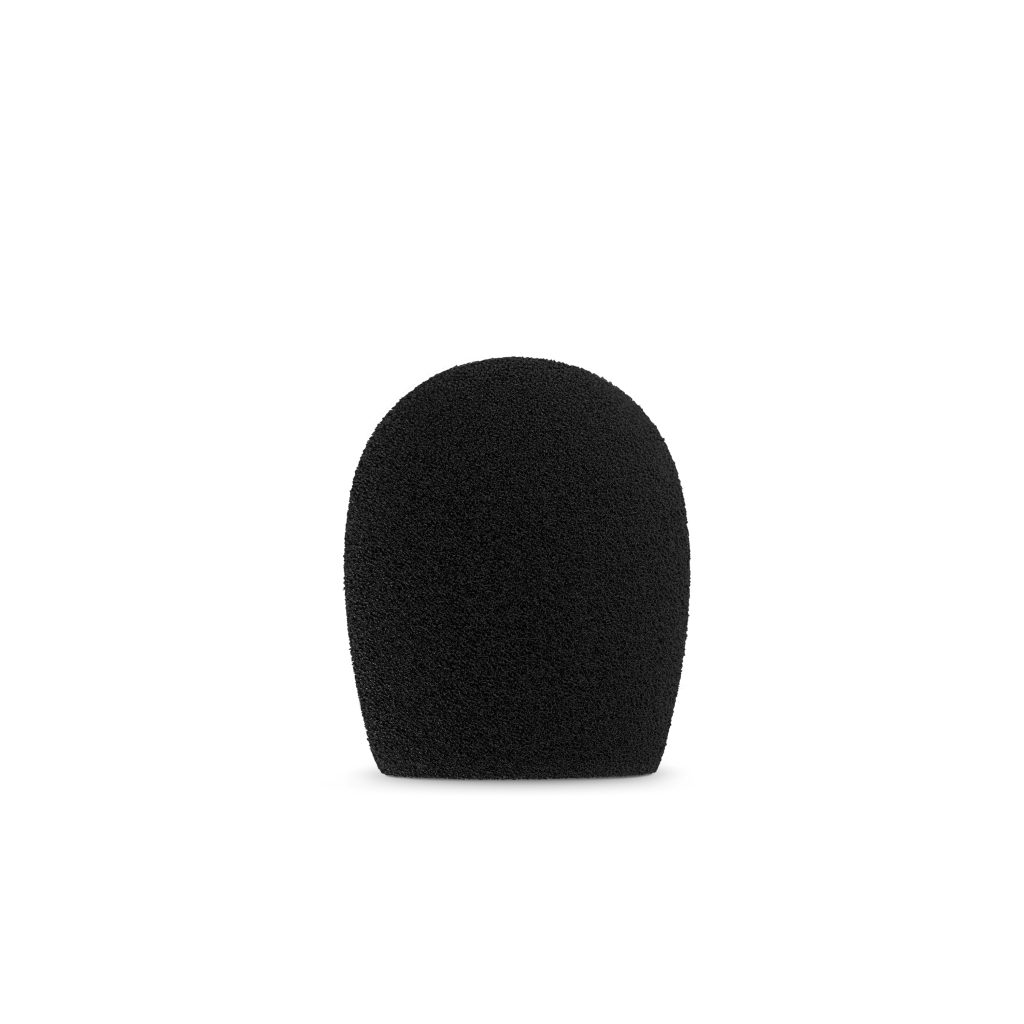 Professional foam windshield for Shure Beta 58A microphone displaying semi-open cell material