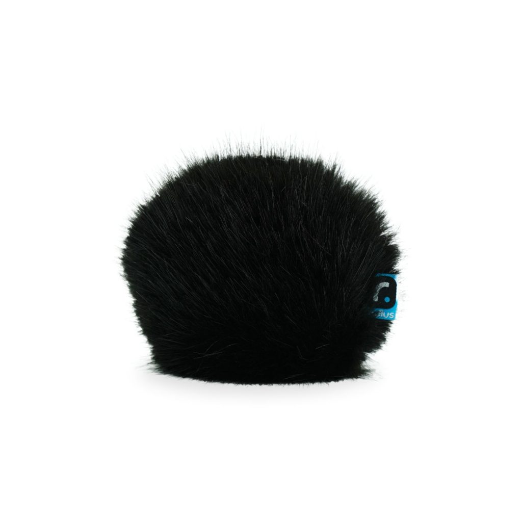 Sony PCM-A10 mini windcover with synthetic fur and foam lining shown fitted on portable recorder