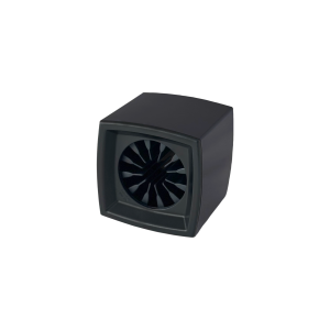 Square black mic flag showing four-sided logo placement areas