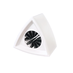 Triangle white mic flag showing three-sided logo placement surfaces